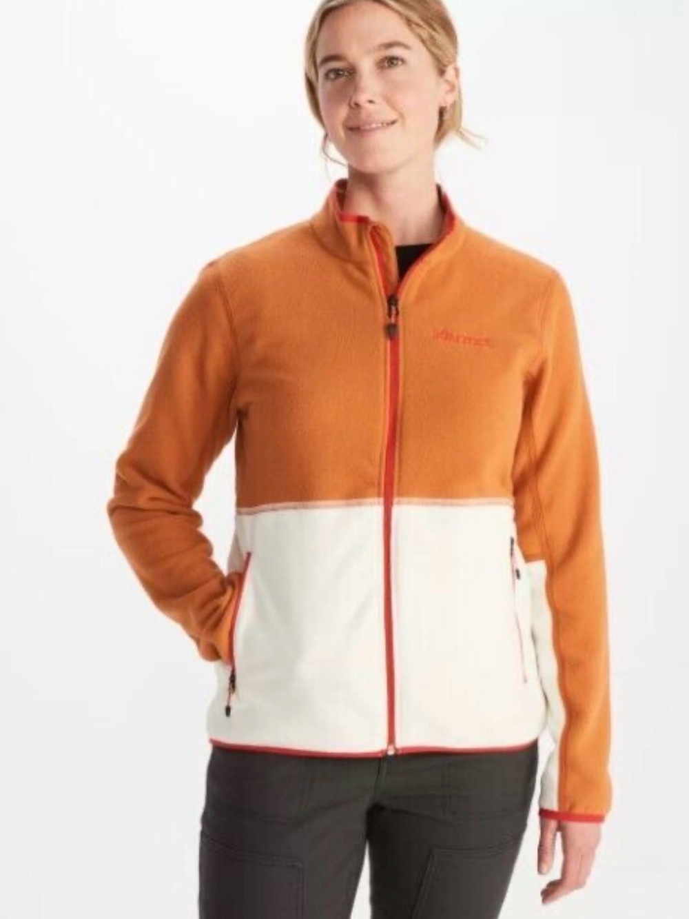 Marmot Rocklin Full-Zip Fleece Jacket in Copper Papyrus 2 Toned Size Large